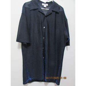 LE MODE COLLECTION SIZE XL MEN BUTTON-DOWN SHIRT BLUE METALIC BLACK CHANGE COLOR